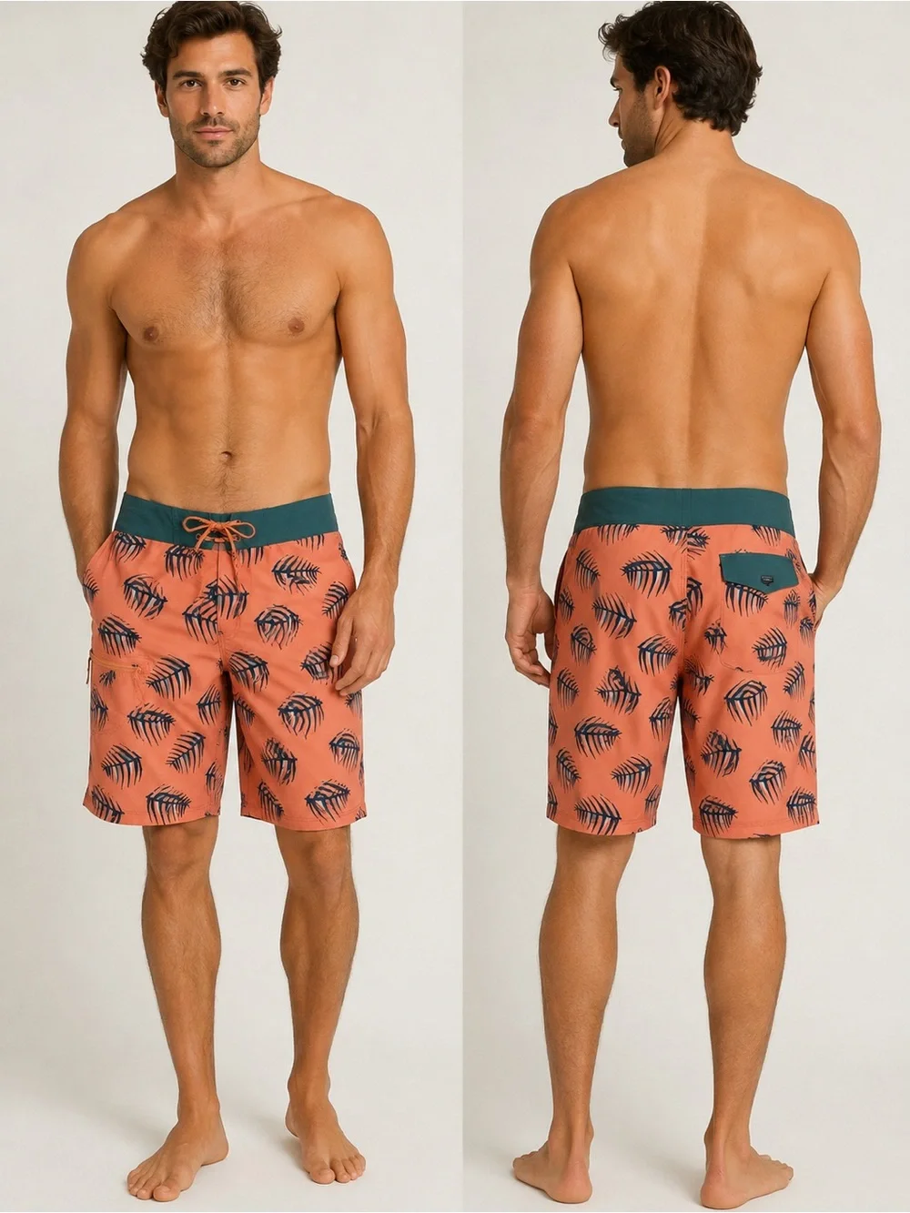 Patagonia Wavefarer Board Shorts 33 Coral Teal Palm Print